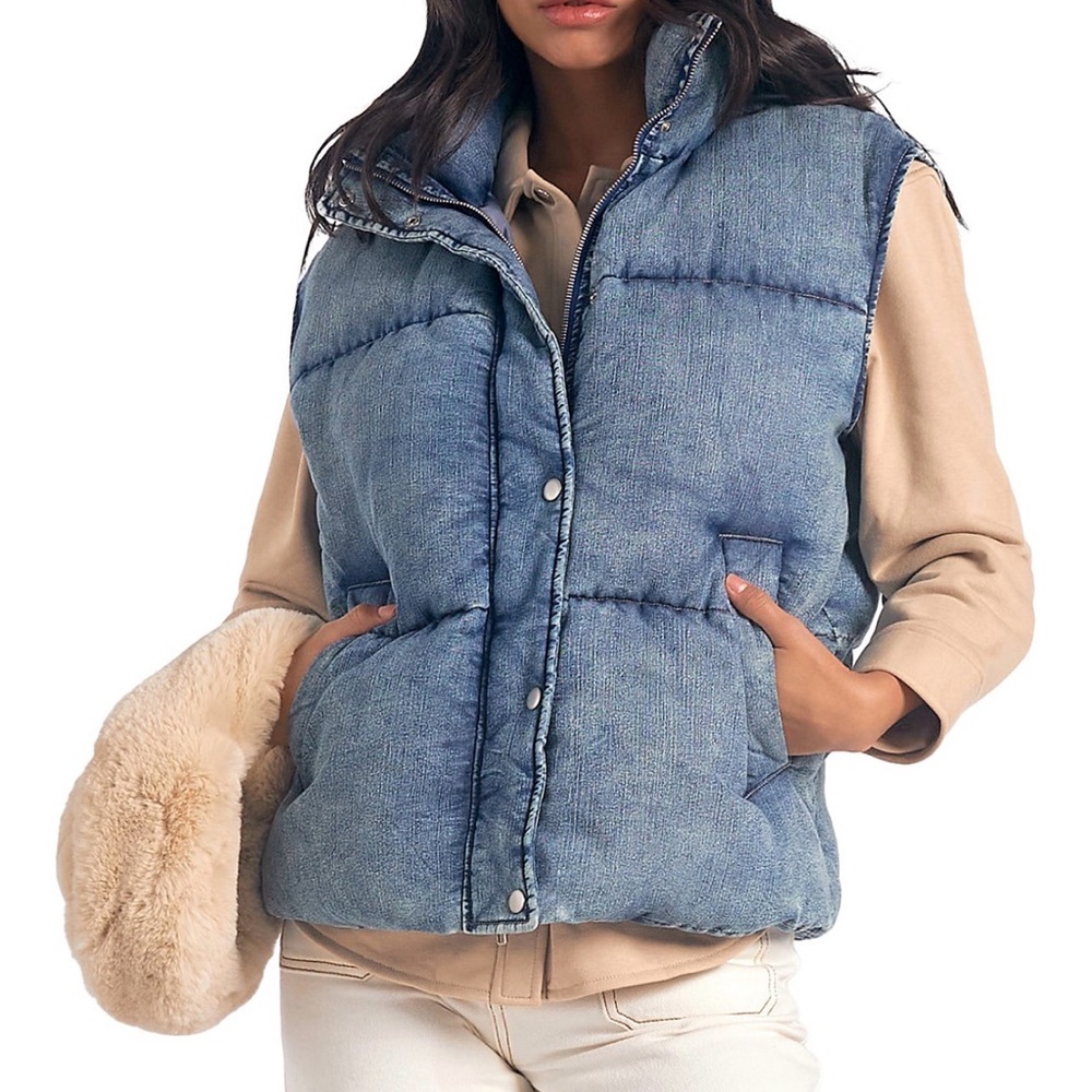 Elan Demin Puffer Vest Light Blue Jacket